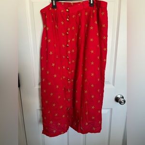 Vintage 18W Leslie Fay Sportswear Woman patriotic skirt.  Red gold stars